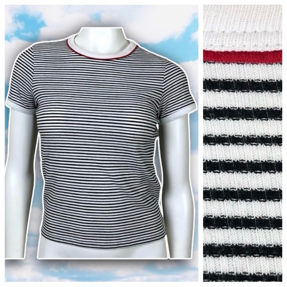 Topshop Tops - ❤️ TOPSHOP Striped Ribbed Baby Ringer Tee Basic Neutral Goth 90s Y2K Ska Petite